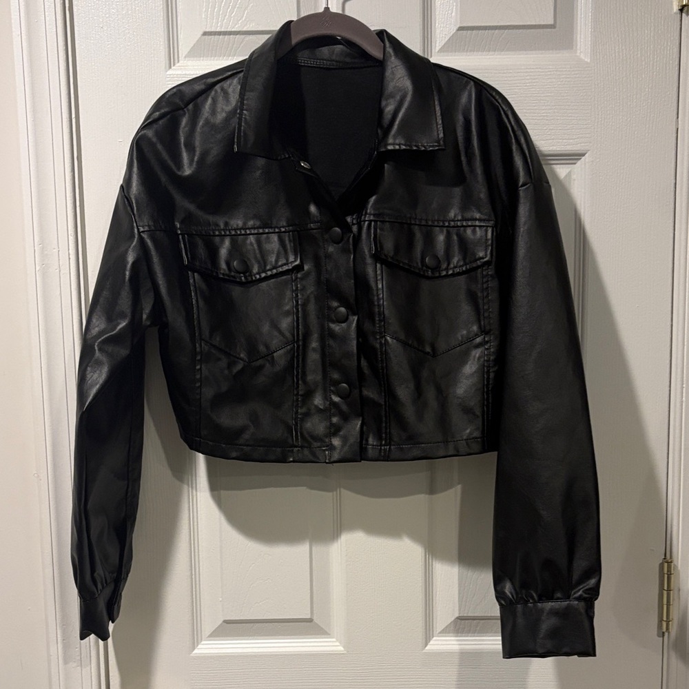 Shein cropped moto jacket
